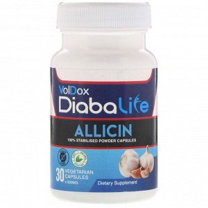 Allimax, Diabalife, аллицин, 500 мг, 30 вегетарианских капсул