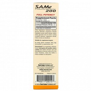 Jarrow Formulas, SAMe 200, S-аденозил-L-метионин, 200 мг, 20 таблеток