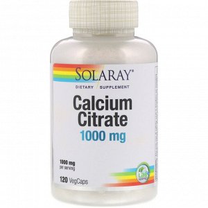 Solaray, Цитрат кальция, 1000 мг, 120 растительных капсул