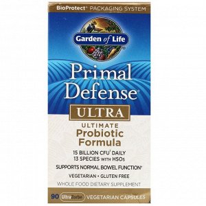 Пробиотики Garden of Life, Первичная защита, ультра, наилучшая пробиотическая формула, 90 хорошо усваивающихся капсул на растительной основе. 
Разработанная Jordan Rubin Первичная защита ультра - высо
