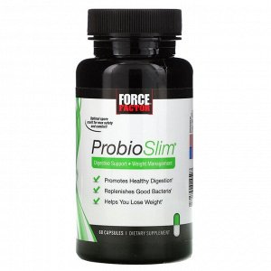 Force Factor, ProbioSlim, средство для поддержки пищеварения и коррекции веса, 60 капсул