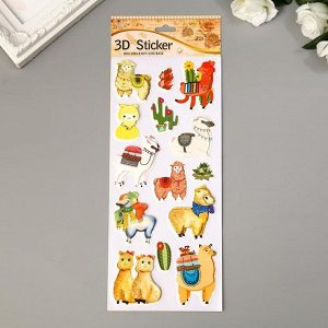 Наклейка картон объёмная "Ламы" МИКС 28х10,5 см