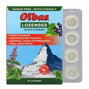 Olbas Therapeutic, Пастилки Olbas, без сахара, вкус черной смородины, 24 пастилки