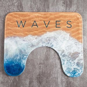 Коврик для ванной Этель "Waves", 50х40 см, велюр