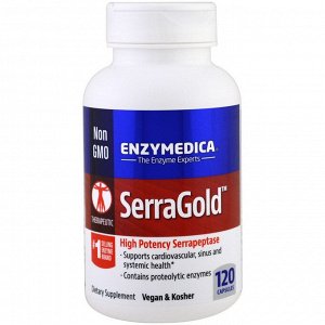 Enzymedica, SerraGold, высокоэффективная серрапептаза, 120 капсул