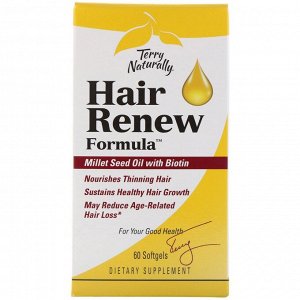 EuroPharma, Terry Naturally, Terry Naturally, Hair Renew Formula, формула восстановления волос, 60 желатиновых капсул