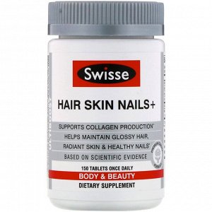 Swisse, Ultiboost, добавка для здоровья волос, кожи и ногтей Hair Skin Nails+, 150 таблеток