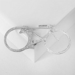 Брошь "Велосипед" геометрия, цвет чёрно-белый в серебре