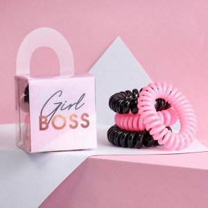 Резинки пружинки для волос "Girl Boss",4 шт, диам 3,5 см