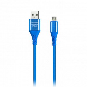 Дата-кабель Smartbuy Micro кабель в резин. оплетке Gear, 1м. мет.након.,IK-12ERG blue