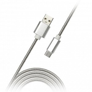 Дата-кабель Smartbuy USB - micro USB, серебро метал, длина 1 м (iK-12silver met)