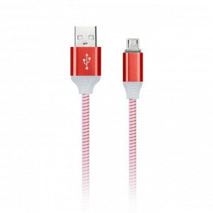 Дата-кабель Smartbuy USB - micro USB, с индикацией, 1 м, красный, с мет. након. (iK-12ss red)