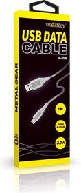 Дата-кабель Smartbuy 8pin кабель в рез.оплет. Gear, 1м. мет.након.,IK-512ERGbox white