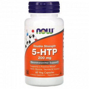 5-htp Now Foods, 5-HTP, 200 мг, 60 капсул. С глицином, таурином и инозитолом. 5-HTP, промежуточный метаболит между аминокислотой L-триптофан и серотонином, извлекают из бобов африканского растения (Gr