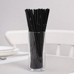 Набор трубочек одноразовых для коктейля Доляна, 0,5?21 см, 100 шт, с гофрой, цвет чёрный