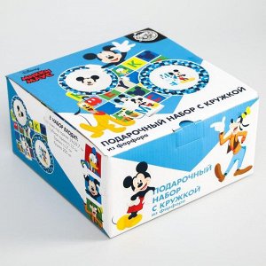 Набор посуды «Mickey», 4 предмета: тарелка ? 16,5 см, миска ? 14 см, кружка 200 мл, коврик в подарочной упаковке, Микки Маус и друзья