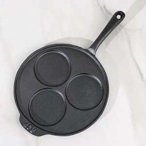 Сковорода-оладница чугунная, d=19,5 см, чугунная ручка, цвет чёрный