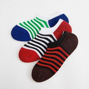 Набор носков мужских укороченных MINAKU «Полоски», 3 пары, размер 40-41 (27 см)