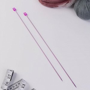 Спицы для вязания, прямые, с измерительной шкалой, d = 2,5 мм, 35 см, 2 шт, цвет сиреневый