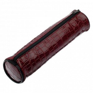 Пенал-тубус для кистей, мягкий, 255 х 65 мм, экокожа, «Канцбург», бордовый