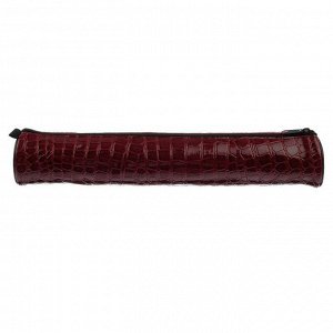 Пенал-тубус для кистей, мягкий, 355 х 65 мм, экокожа, «Канцбург», бордовый