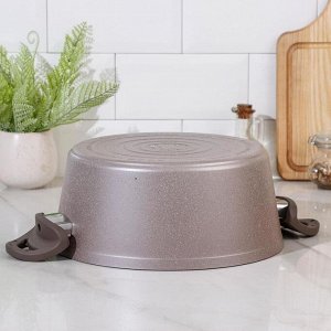 Кастрюля Papilla Wilma cappuccino granite, d=28 см, стеклянная крышка, антипригарное покрытие, цвет коричневый