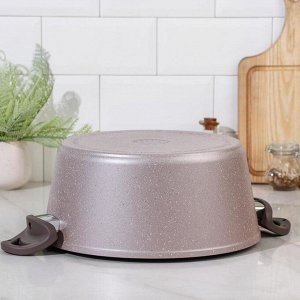 Кастрюля Papilla Wilma cappuccino granite, d=30 см, стеклянная крышка, антипригарное покрытие, цвет коричневый