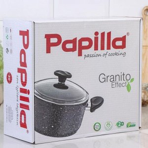 Кастрюля Papilla Wilma cappuccino granite, d=30 см, стеклянная крышка, антипригарное покрытие, цвет коричневый