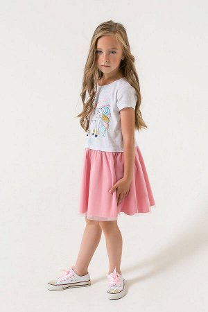 Платье для девочки Crockid К 5660 светло-серый меланж, розовый