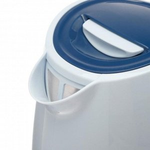 Чайник электрический ENERGY E-234, пластик, 1 л, 1100 Вт, бело-синий