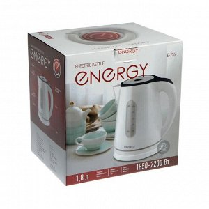 Чайник электрический ENERGY E-276, пластик, 1.8 л, 2200 Вт, подсветка, бело-синий