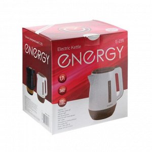 Чайник электрический ENERGY E-235, пластик, 1.7 л, 2200 Вт, бело-бежевый