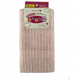 Мочалка для женщин (мягкая с объемными нитями) розовая 1 шт (23 см х 100 см)