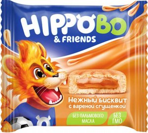 Бисквитное пирожное HIPPO BO & friends с вареной сгущенкой, 32г ЦЕНА ЗА УПАКОВКУ 12 ШТ!