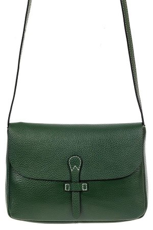 Женская сумка-почтальонка из фактурной натуральной кожи, цвет зелёный