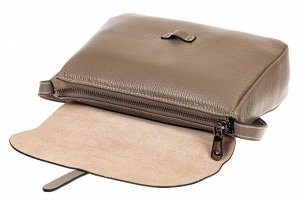Женская сумка-почтальонка из фактурной натуральной кожи, цвет серо-коричневый