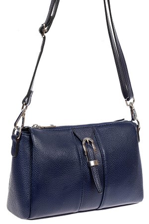 Кожаная женская сумка с декоративной пряжкой, цвет синий