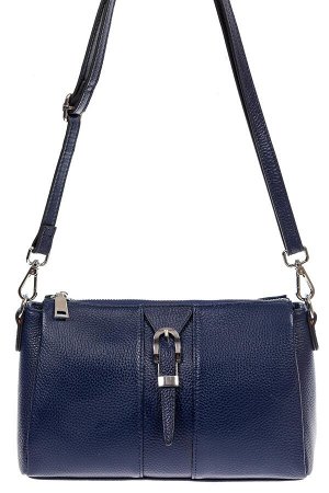Кожаная женская сумка с декоративной пряжкой, цвет синий