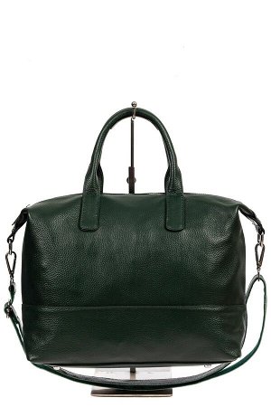 Объёмная женская сумка из фактурной натуральной кожи, цвет зелёный