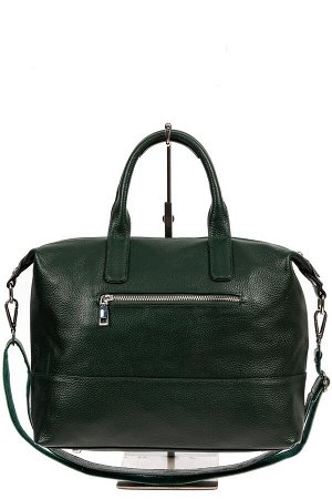 Объёмная женская сумка из фактурной натуральной кожи, цвет зелёный