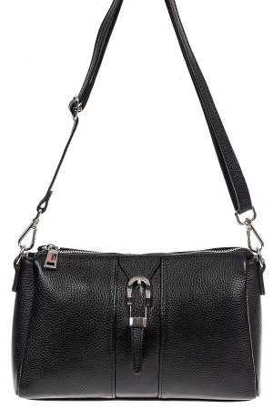 Кожаная женская сумка с декоративной пряжкой, цвет чёрный