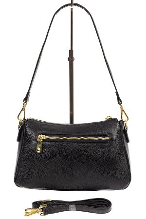 Небольшая женская сумка из натуральной кожи с металлической подвеской, цвет чёрный