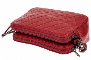 Женская стёганая сумка из кожи, цвет красный