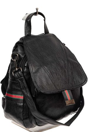 Молодёжный рюкзак-трансформер из чёрной искусственной кожи, цвет чёрный