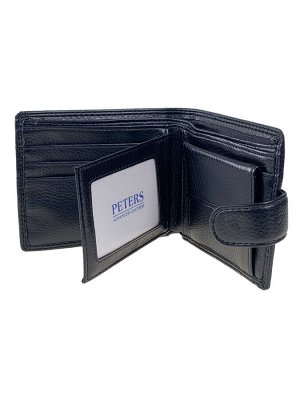 Мужской чёрный кошелёк-портмоне из натуральной кожи