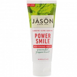 Jason Natural, Power Smile, отбеливающая паста, мощная перечная мята, 3 унции (85 г)