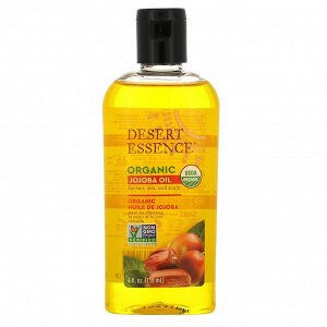 Desert Essence, Organic Jojoba Oil for Hair, Skin and  Scalp, 4 fl oz (118 ml)