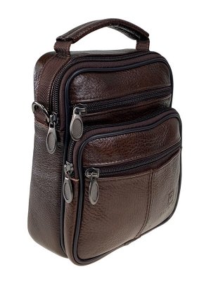 Маленькая мужская сумка из натуральной кожи, цвет коричневый