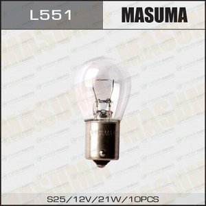 Лампа Masuma P21W (BA15s, S25), 12В, 21Вт, комплект 10 шт, арт. L551 (стоимость за упаковку 10 шт)
