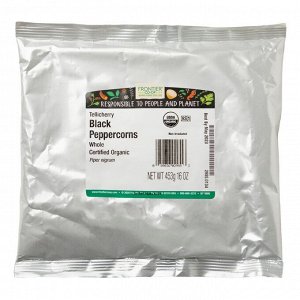 Frontier Natural Products, Органический цельный чёрный перец, 16 унций (453 г)